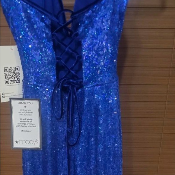 Blue Sequin Evening Gown - Picture 2 of 4